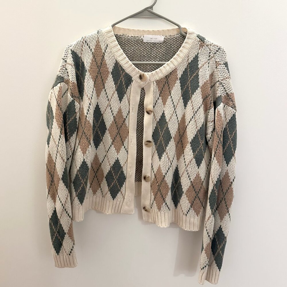 Oak + Fort Women's multi Cardigan Argyle Small